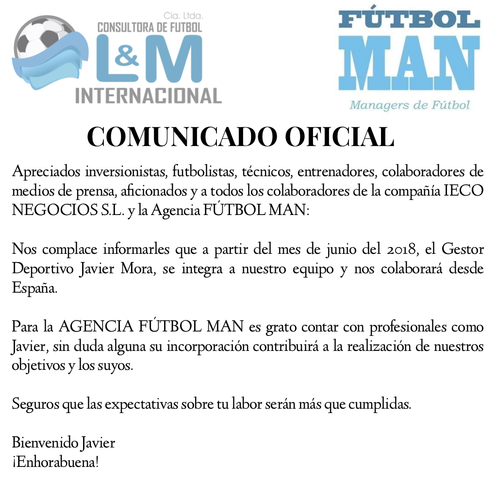 Comunicado Oficial Agencia Fútbol MAN
